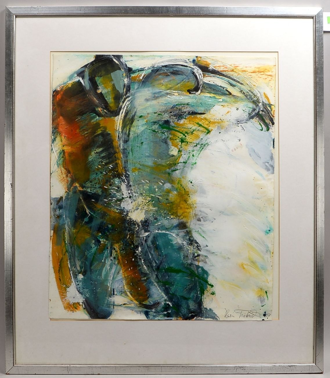 Friedrichs, Karin, 'Farbkompos.', Acryl/Papier, sign./dat. (20)'07', unter PP hinter Plexiglas ger.