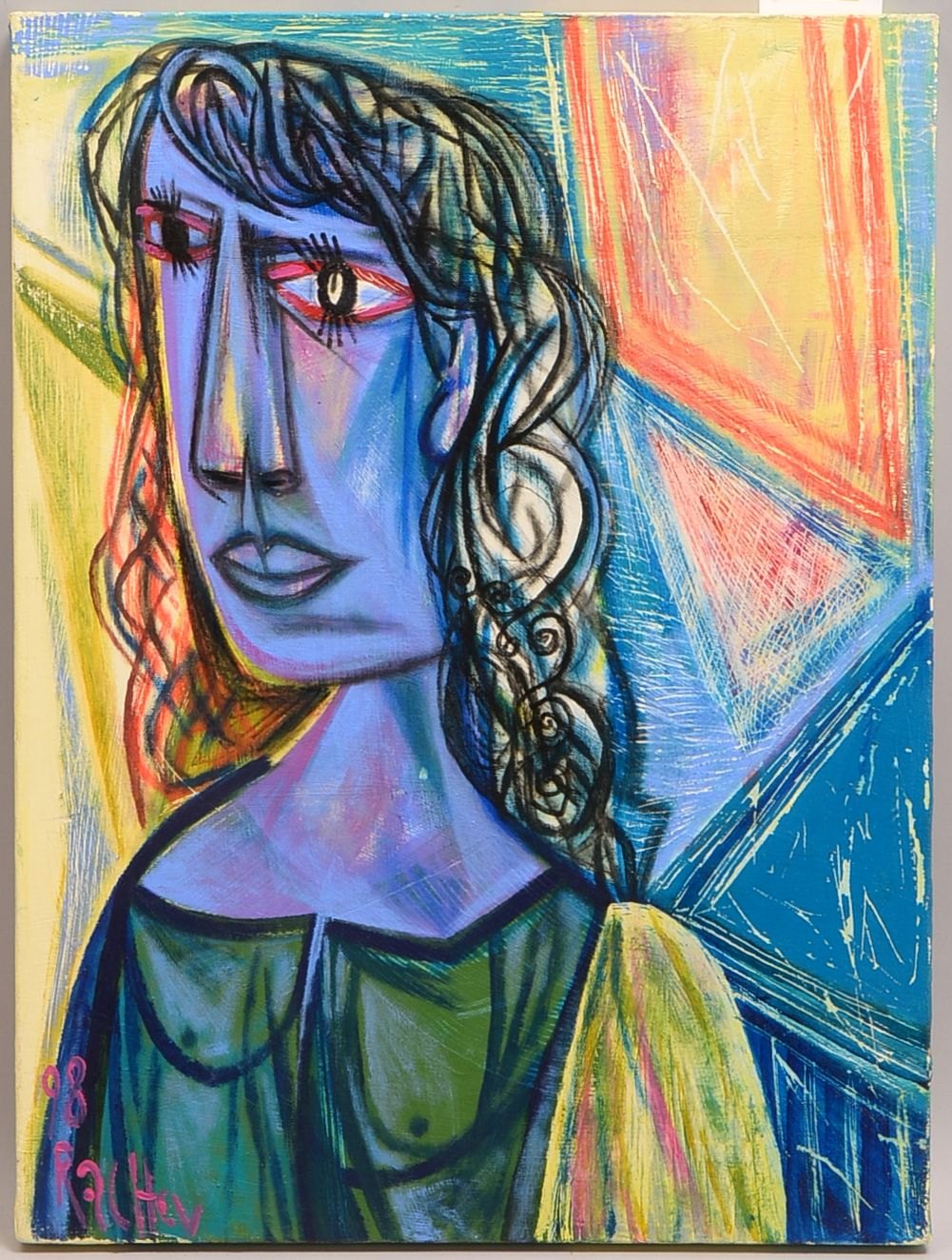 Rachev, Rumen, 'Frauenportrait', Acryl/Lw, unten li. sign./dat. (19)'98', ungerahmt
