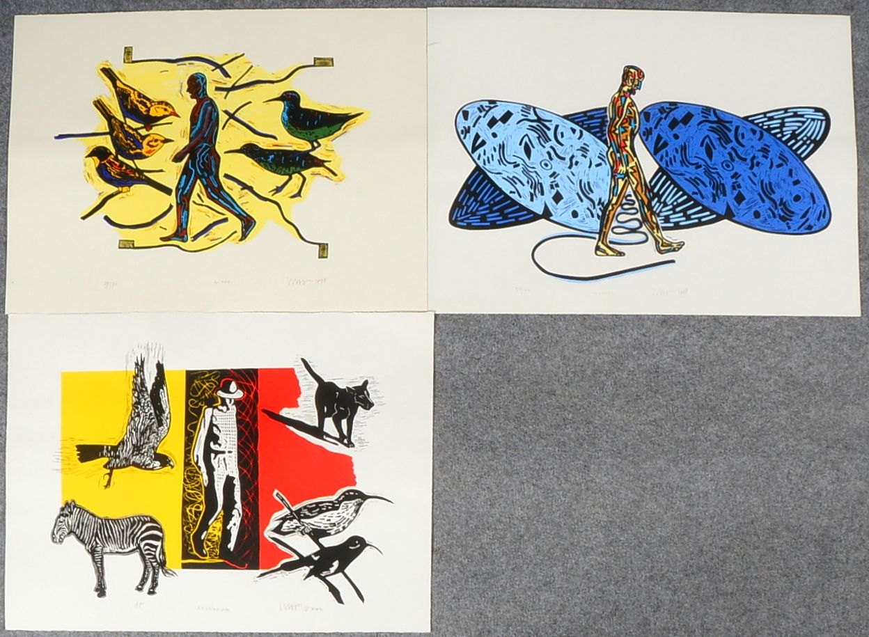 Wap, H.M., 3x Siebdrucke: 'Birds', 'Bestiarium', und 'Ovalen', numm. und sign./bet.