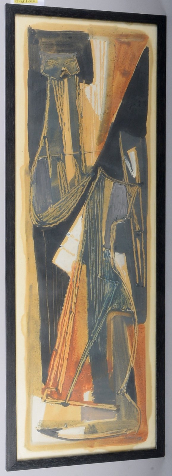 Schwarz, H., 'Zwei Katzen', Mischtechnik/Karton, sign./dat. (19)'27'; Rahmenmaße 75 x 27 cm
