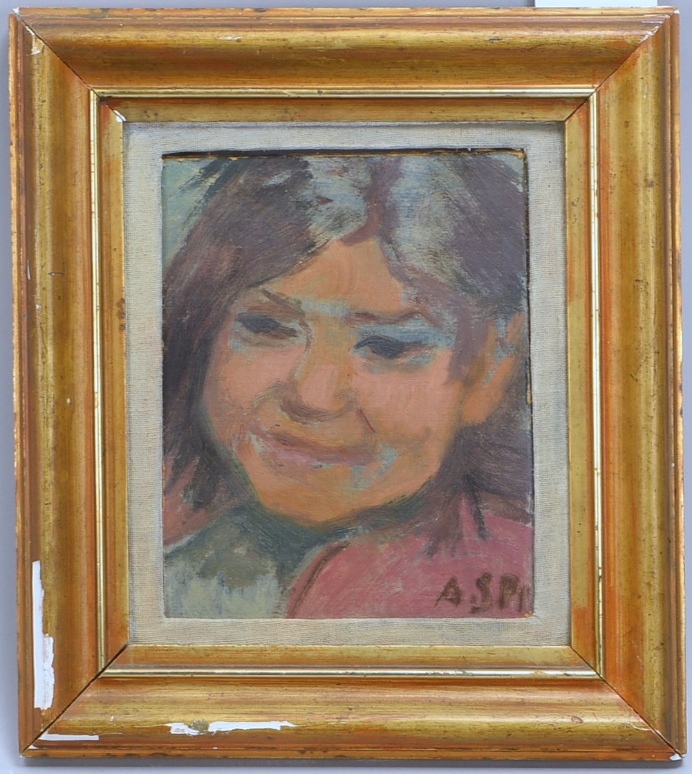 Sander-Plump, Agnes, 'Kinderportrait', Öl/Mk, unten re. monogr.; Rahmenmaße 33,5 x 30 cm