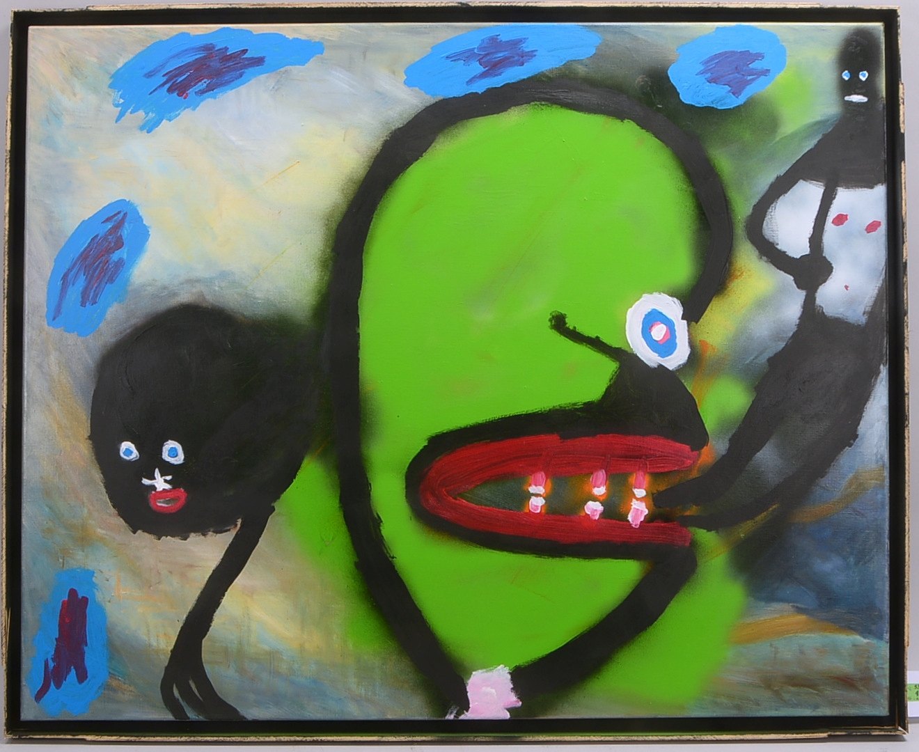 Schulz-Rumpold, V., 'O.T.', Acryl/Lw, verso sign./dat.; Rahmenmaße 104 x 84 cm