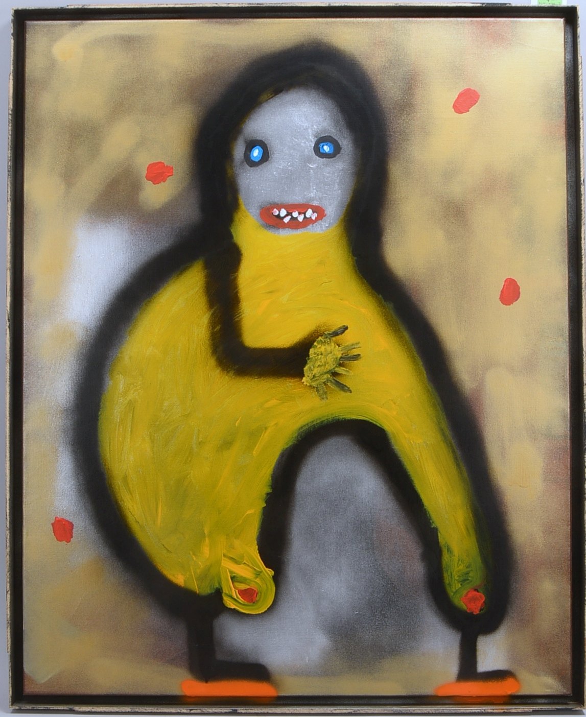 Schulz-Rumpold, V., 'O.T.', Acryl/Lw, verso sign./dat.; Rahmenmaße 104 x 84 cm