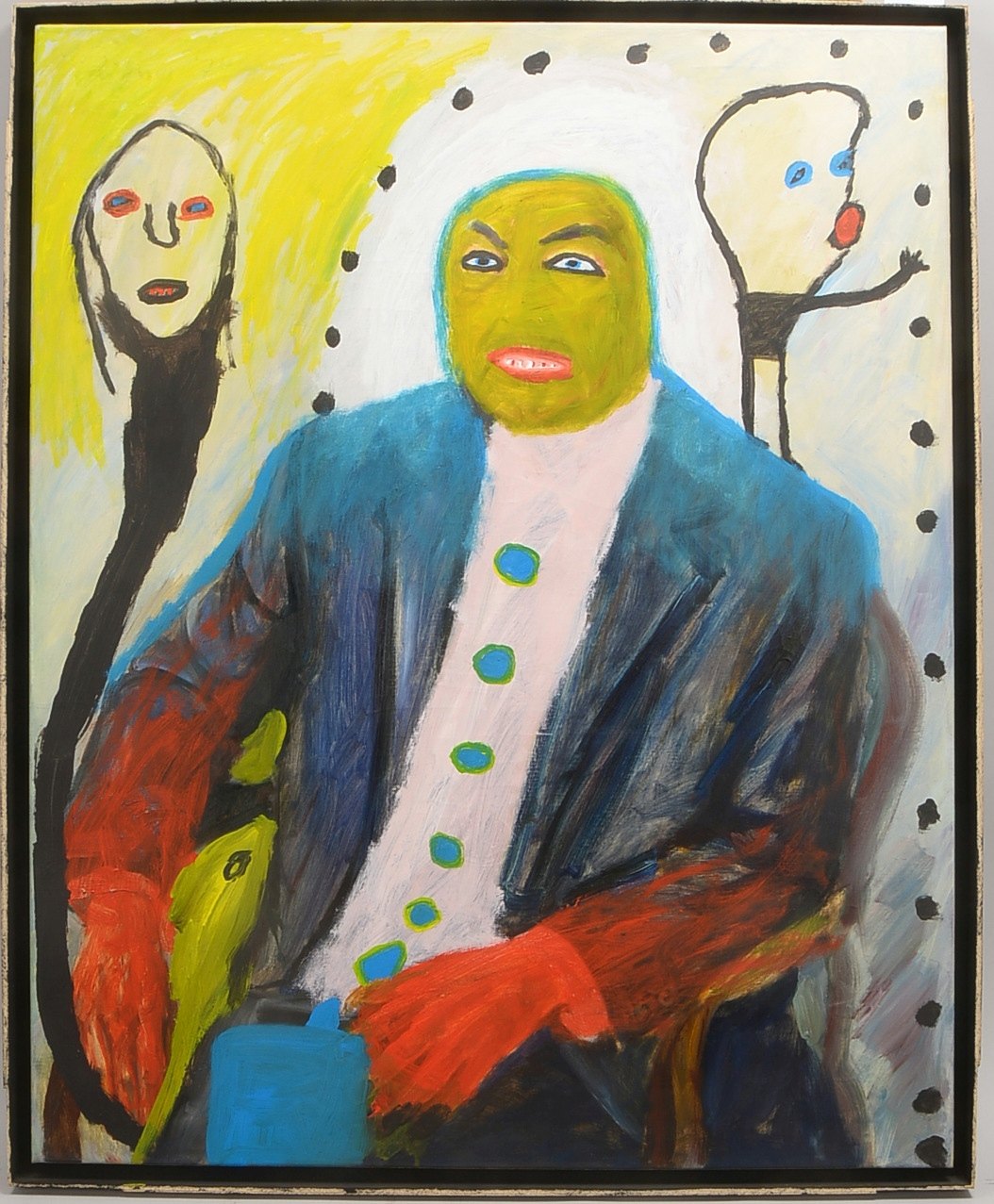 Schulz-Rumpold, V., 'O.T.', Acryl/Lw, verso sign./dat.; Rahmenmaße 104 x 84 cm