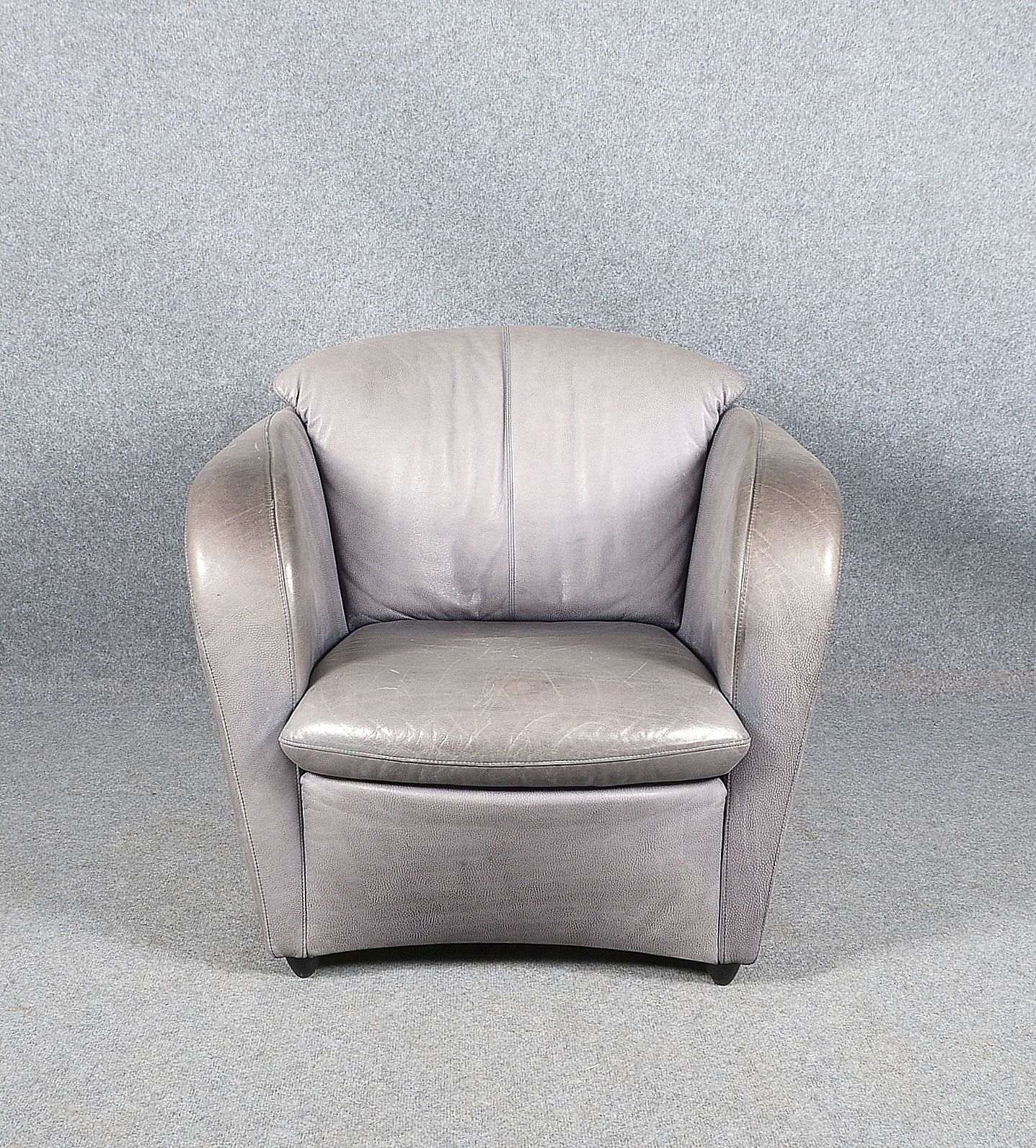 Designer-Sessel, 'Malibu', mit Lederbezug, Entw. Jan Armgardt; Breite 85 cm