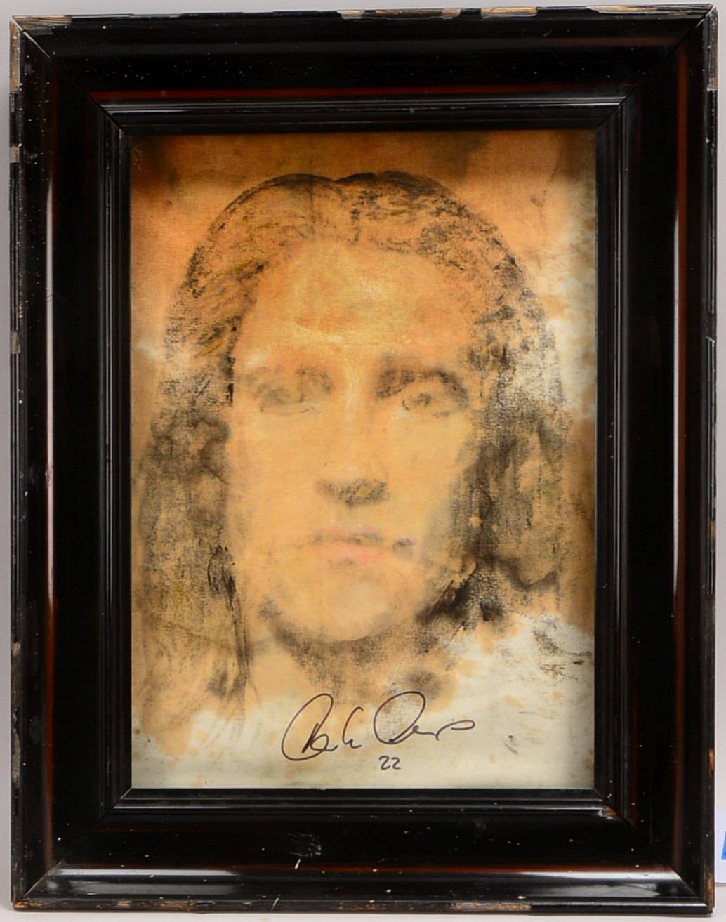 Gefken, Tom (*1960 Bremen), 'Schweißtuch'-Portrait Torsten Frings, von Frings signiert!