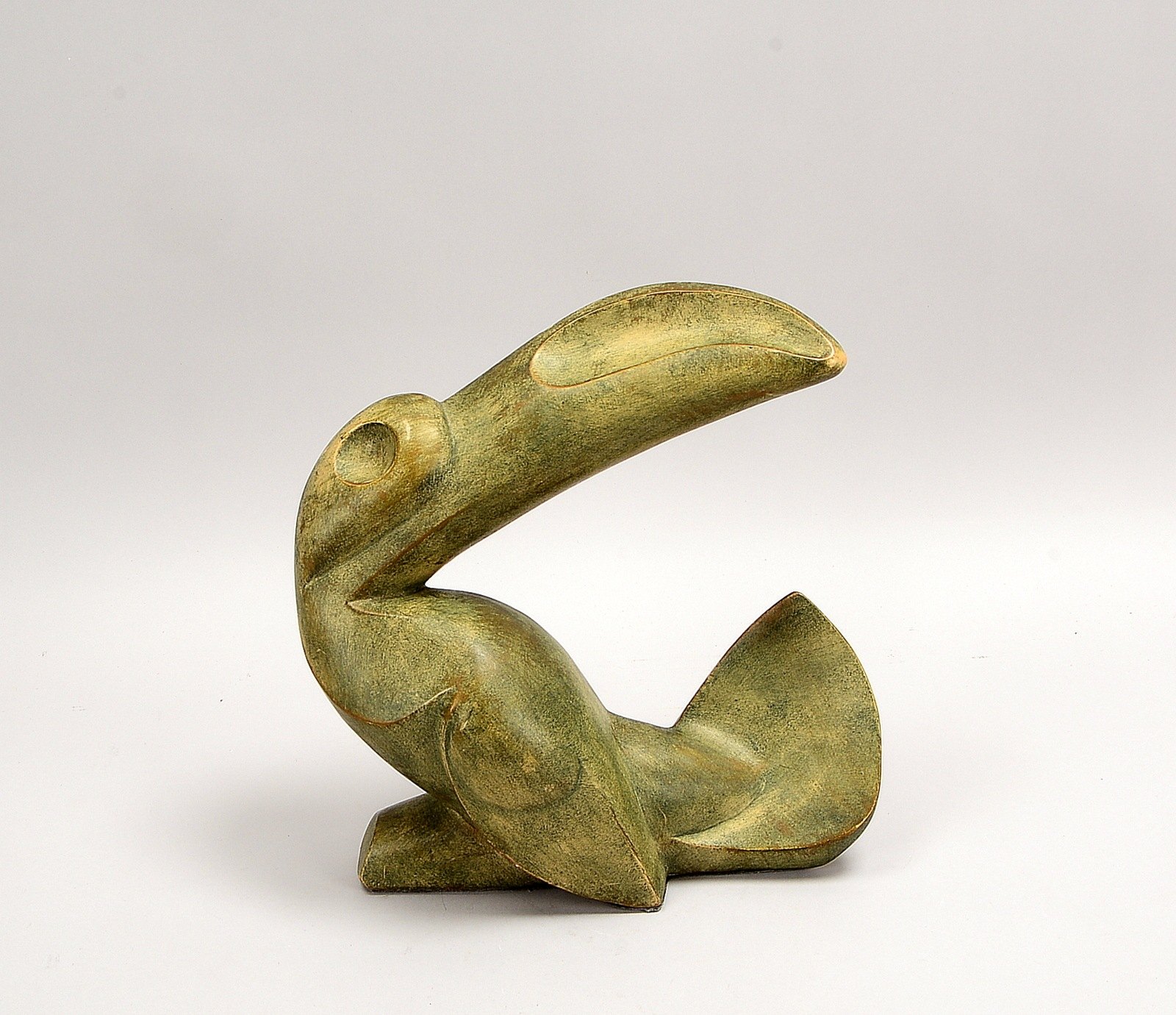 Moderne Skulptur, 'Pelikan', Gips bronziert, mit Pressmarke - ungedeutet!; Höhe 30 cm