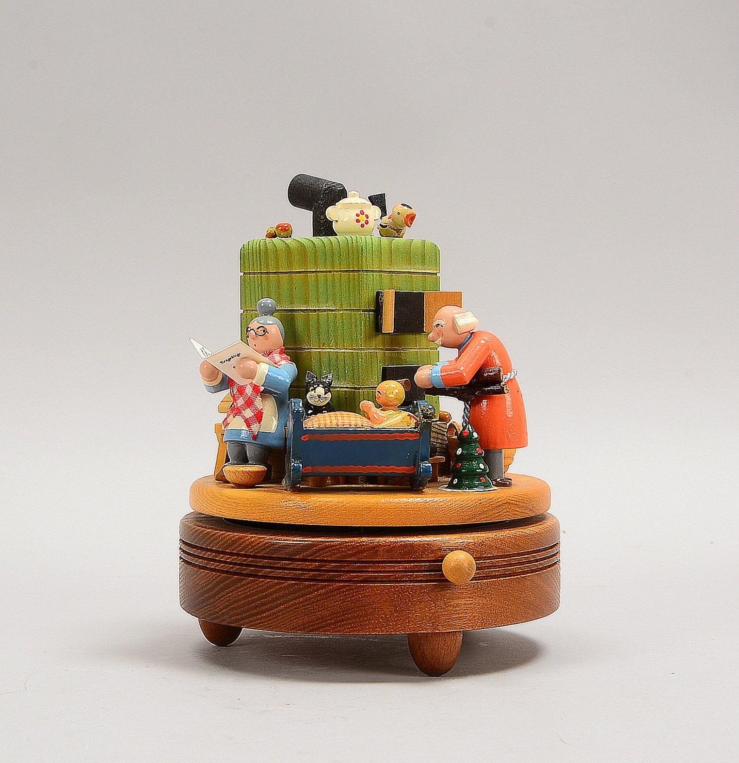 Richard Glässer/Seiffen, Spieluhr/Spieldose, 'Feierabend mit Rauchofen', Reuge-Werk