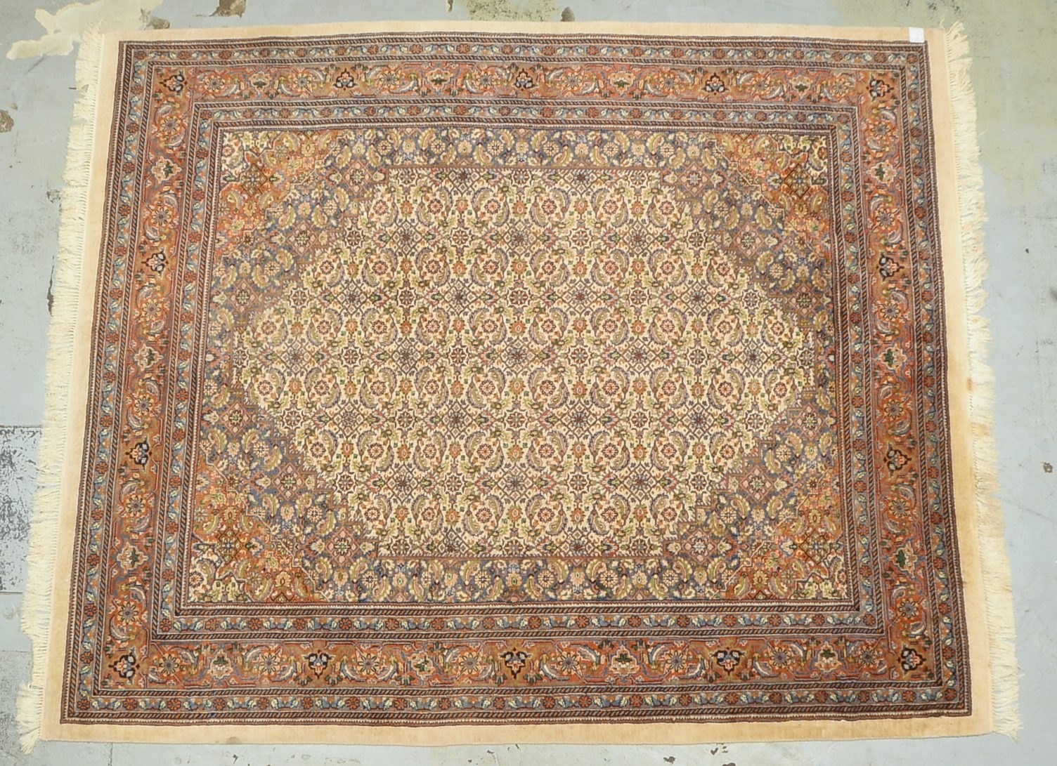 Orientteppich (Indien), mit Herati-Muster, dichter Flor - guter Zust.; Maße 300 x 245 cm