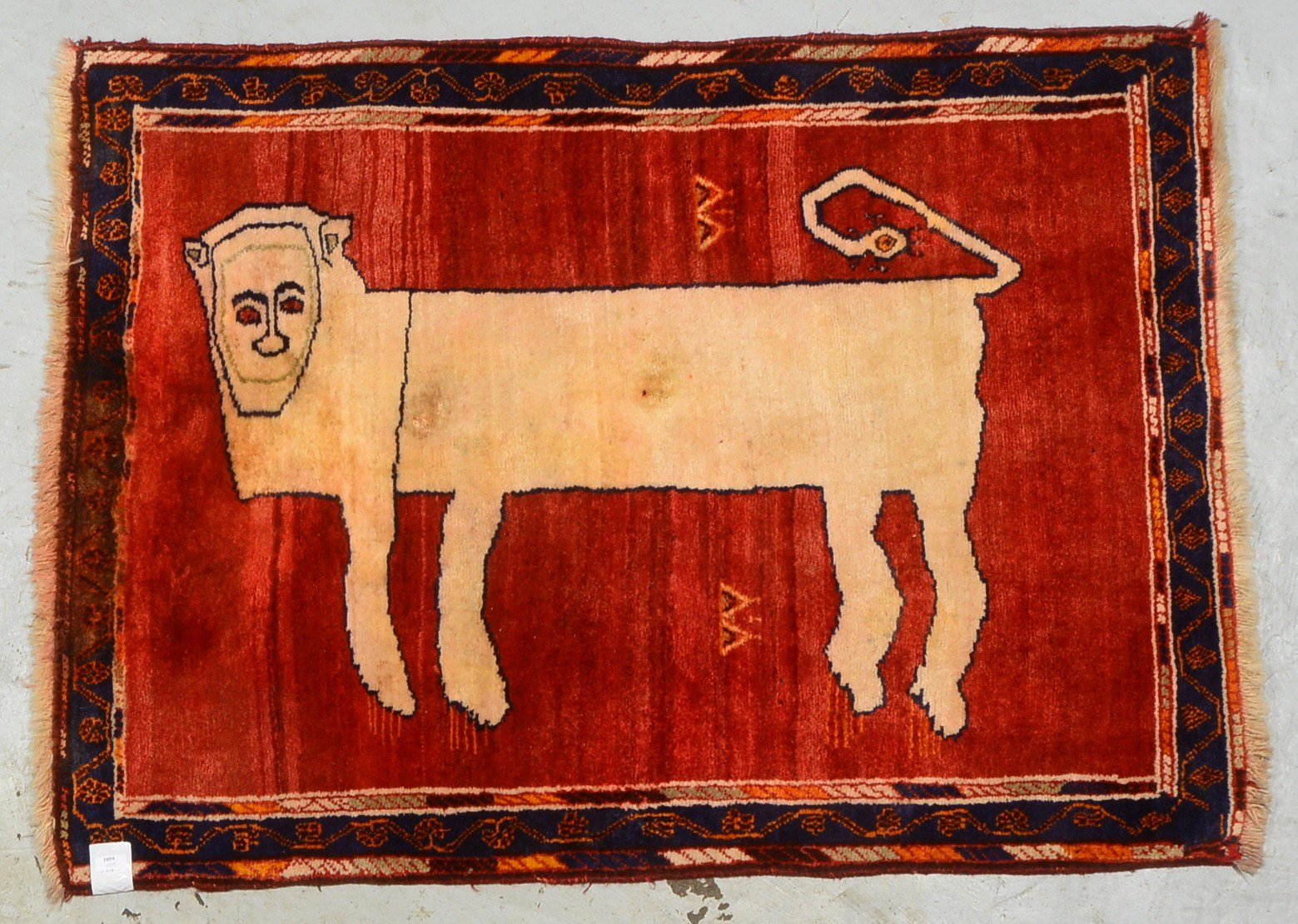 Gashgai-Gabbeh, feste Kn., Raubtiermotiv, hochflorig - guter Zust.; Maße 146 x 107 cm