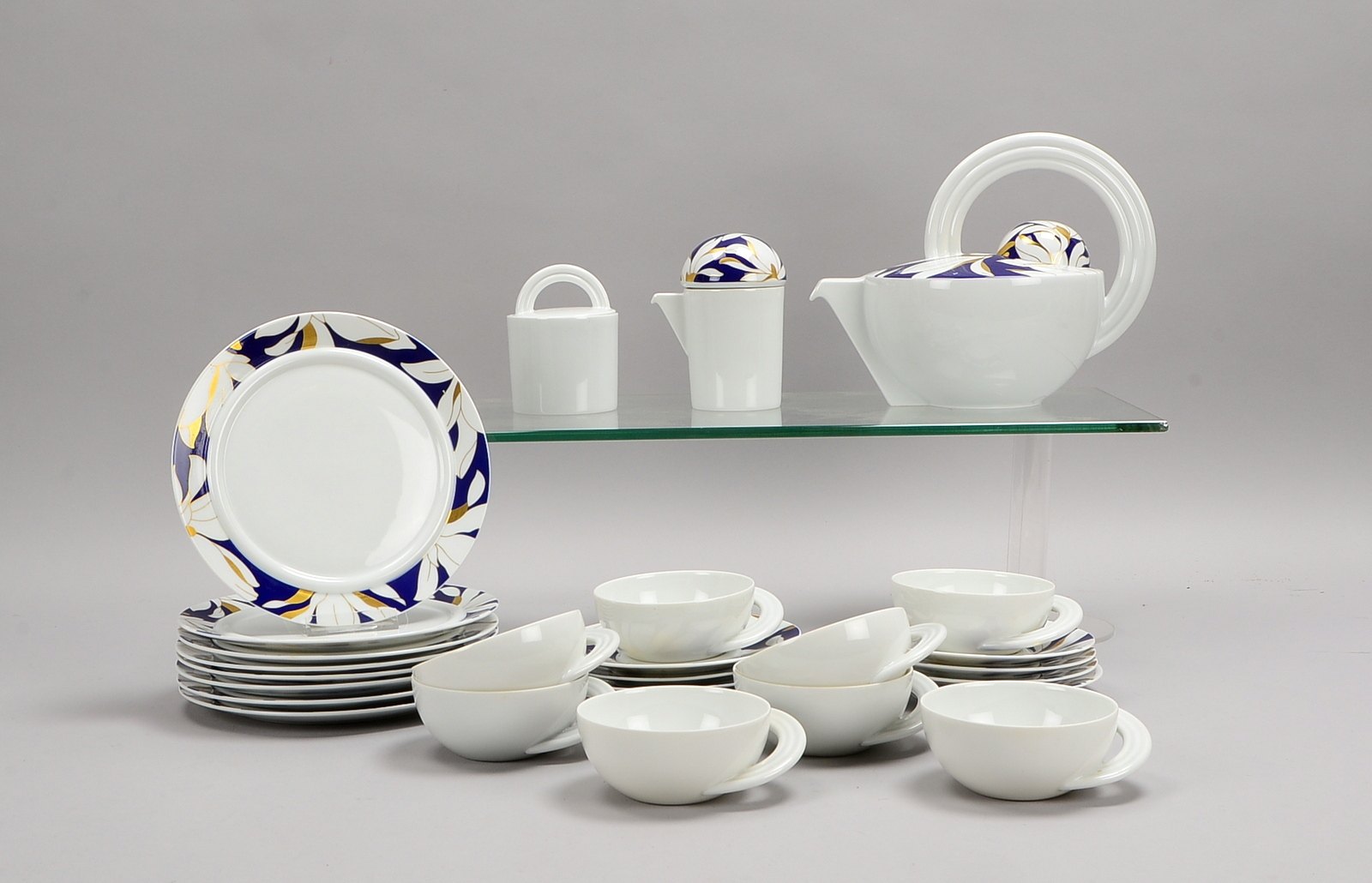 Rosenthal, Kaffeeservice, 'Cupola Fiorella', Entw. Mario Bellini, kpl. für 8 Pers.