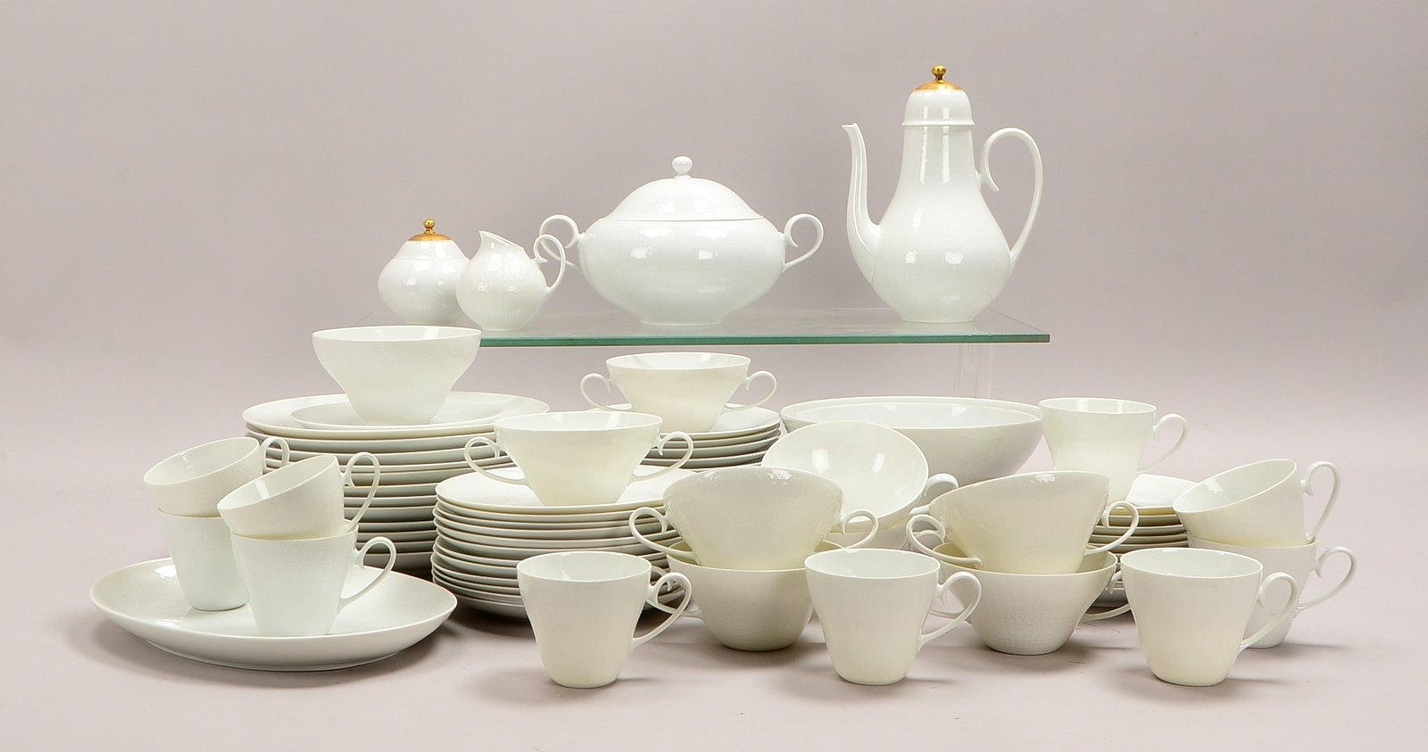 Rosenthal, Rest-Speise-/Kaffeeporzellan, 'Romance', weiß, feines Reliefdekor, 72-tlg.