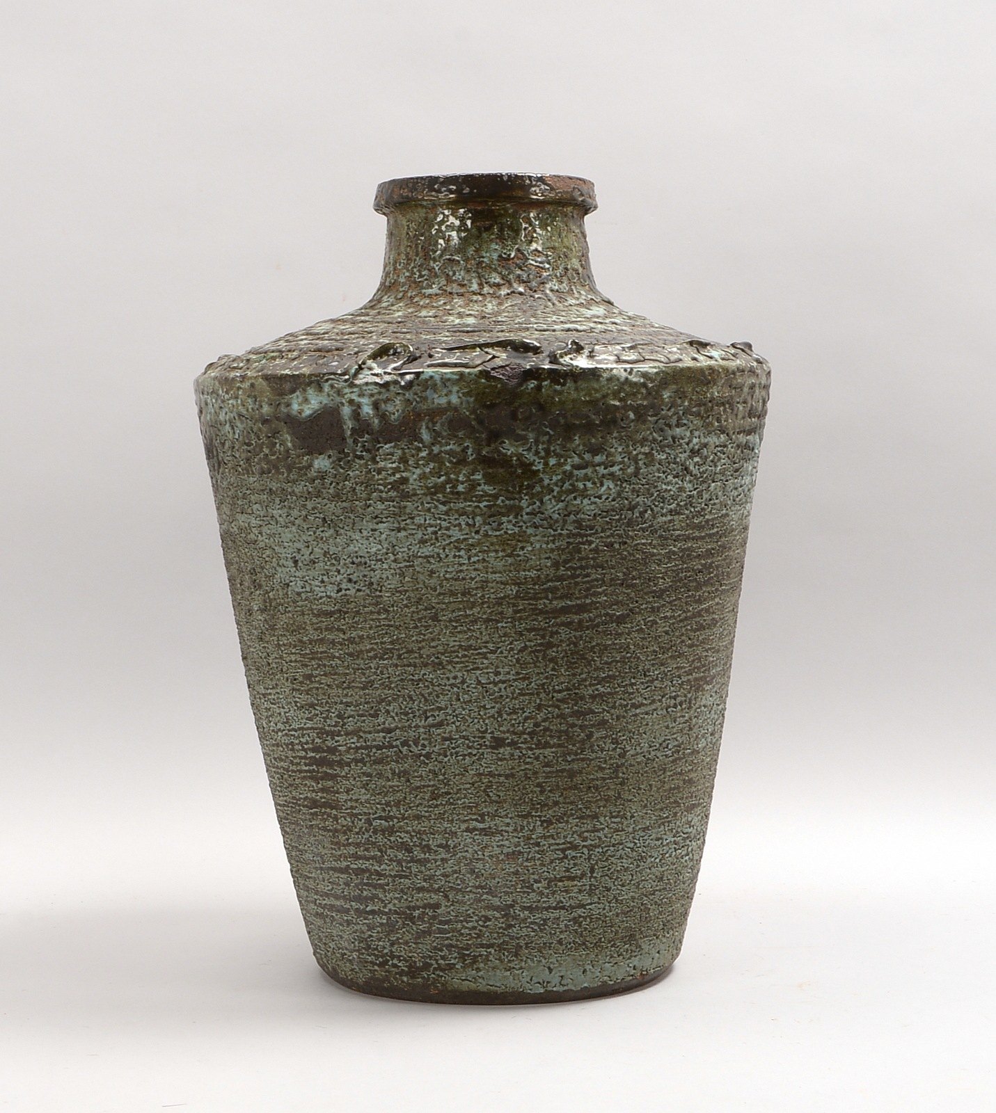 Werkstatt Margarethenhöhe, Keramik-Bodenvase, roter Scherben mit Kunstglasur