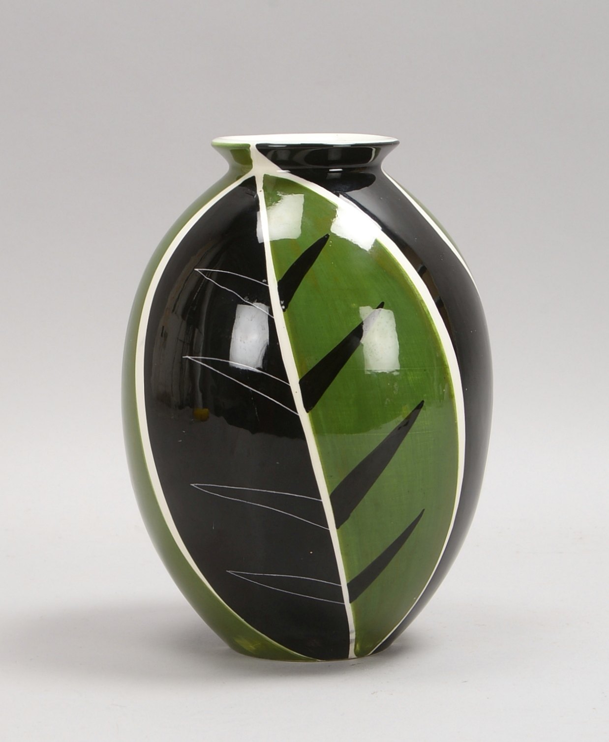 SMF-Keramikvase (1950er Jahre), Majolika, Dekor 'Java', Entw. wohl Elfi Stadler
