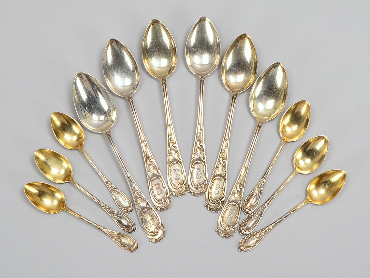 Kaffeebesteck-Konvolut, 800 Silber: 6x Kaffeelöffel und 6x Mokkalöffel; Gew. 232 g