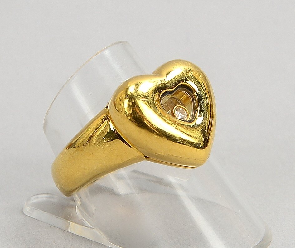 Chopard-Ring ('Happy Diam.'), 750 GG (gest.), herzf. RK mit bewegl. Brill./ca. 0,05 ct