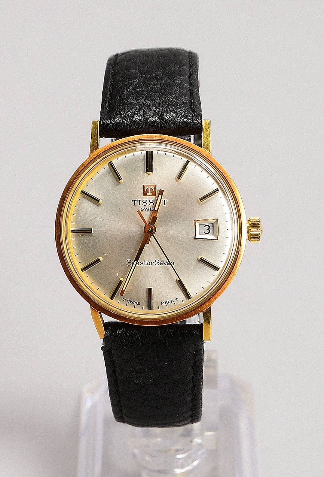 HAU Tissot 'Seastar Seven', 585 Gehäuse an Lederarmband, Handaufzug - läuft an