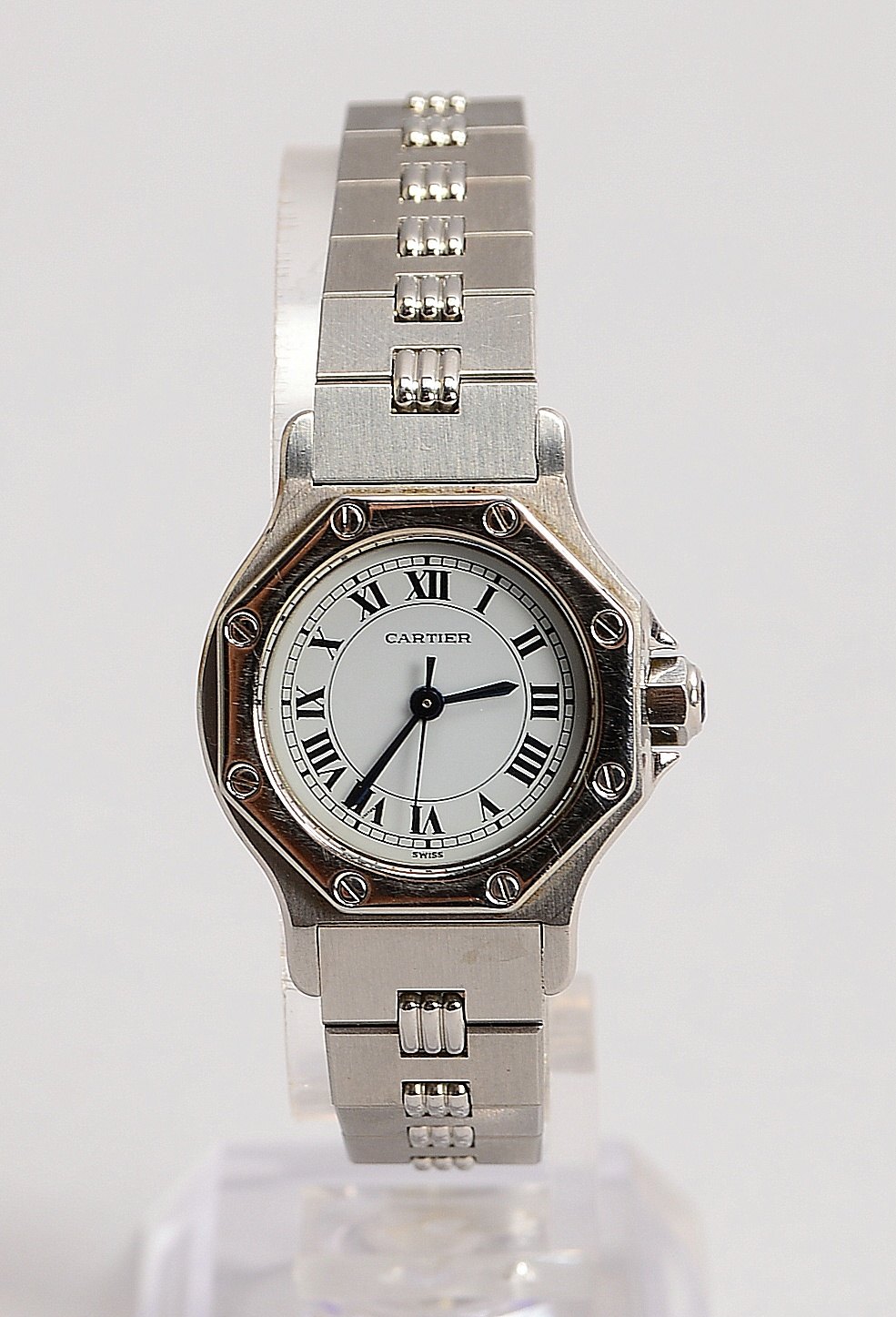 DAU Cartier 'Santos Octagon', Automatik, Edelstahlgeh./Armband - läuft an