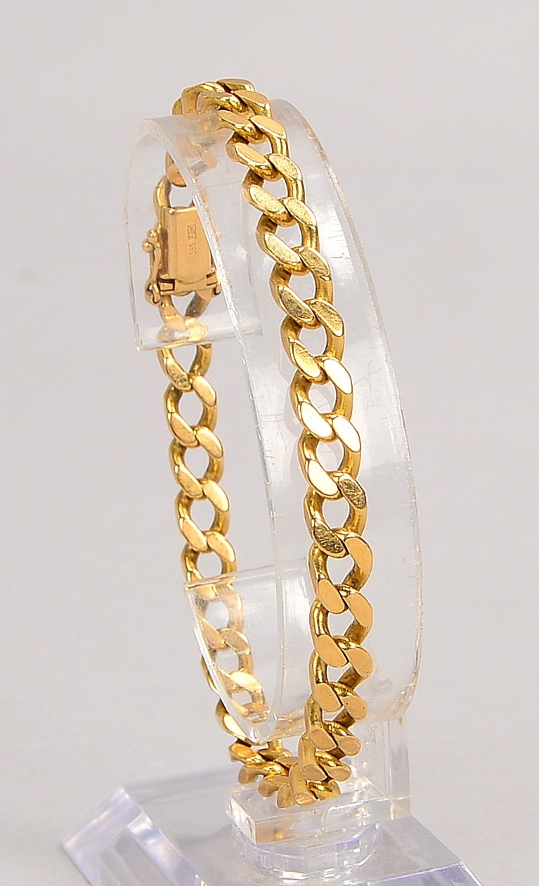 Armband, 585 GG (gest.), Panzerglieder, mit Steckschließe; Gew. 20,10 g