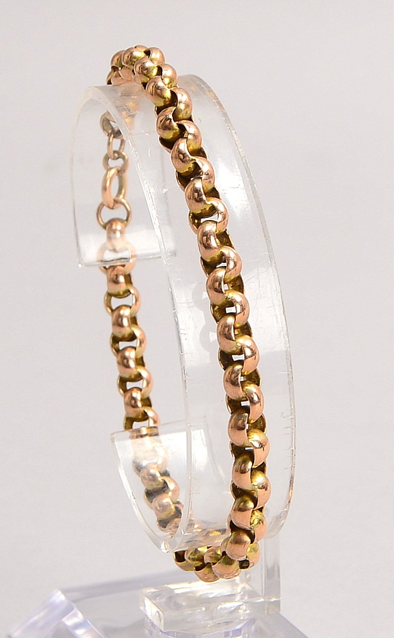 Armband, 333 RG (gest.), in Erbsketten-Ausführung, mit Federringschließe; Gew. 9 g