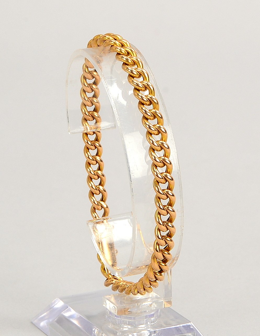 Panzerarmband, 15 kt GG/625 GG (gest.), mit Steckschließe; Länge 20 cm, Gew. 10, 20 g