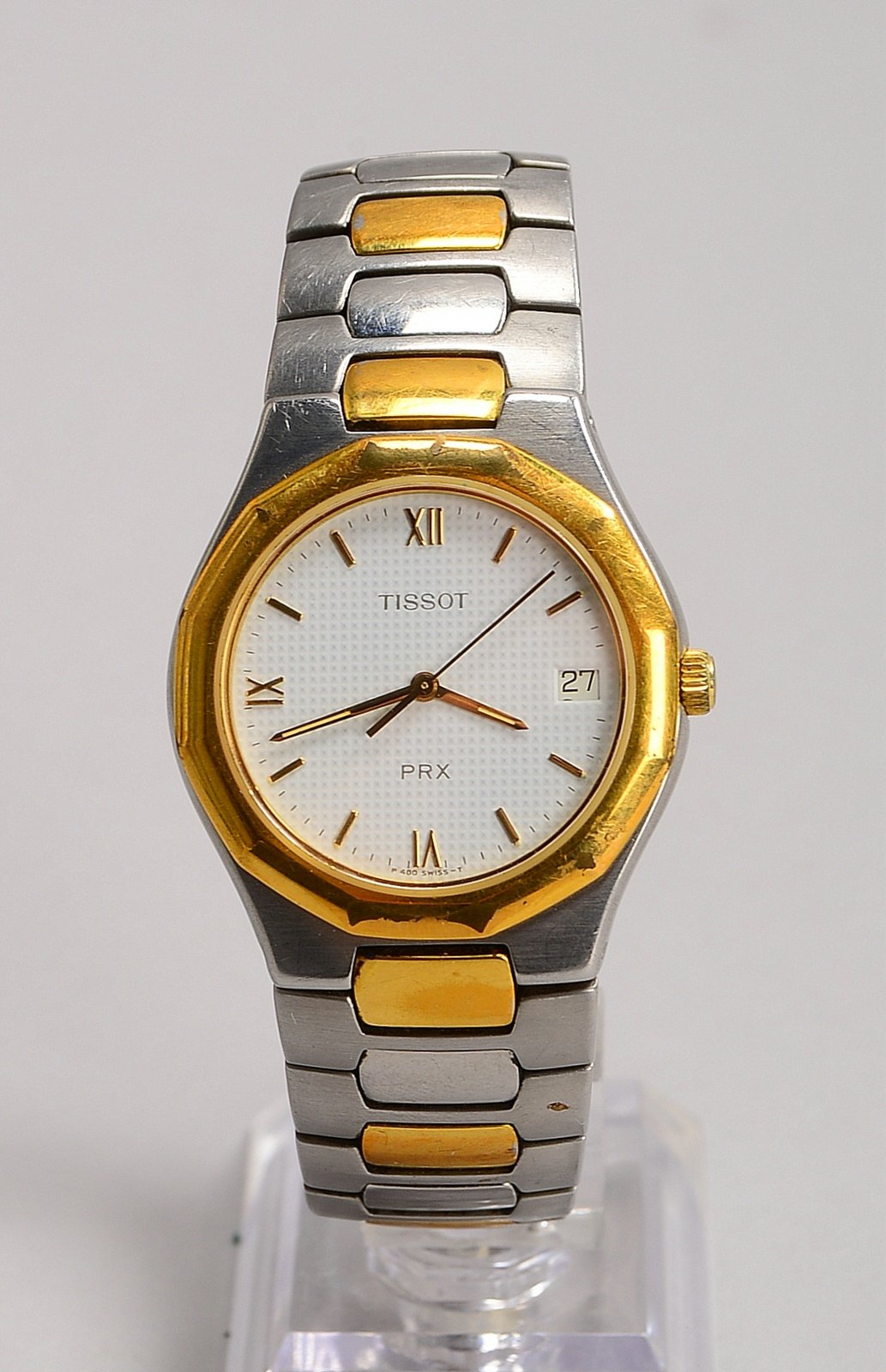 HAU Tissot 'PRX', Quarz, Stahl-Geh. und Armband/partiell verg., weißes Ziffenbl.