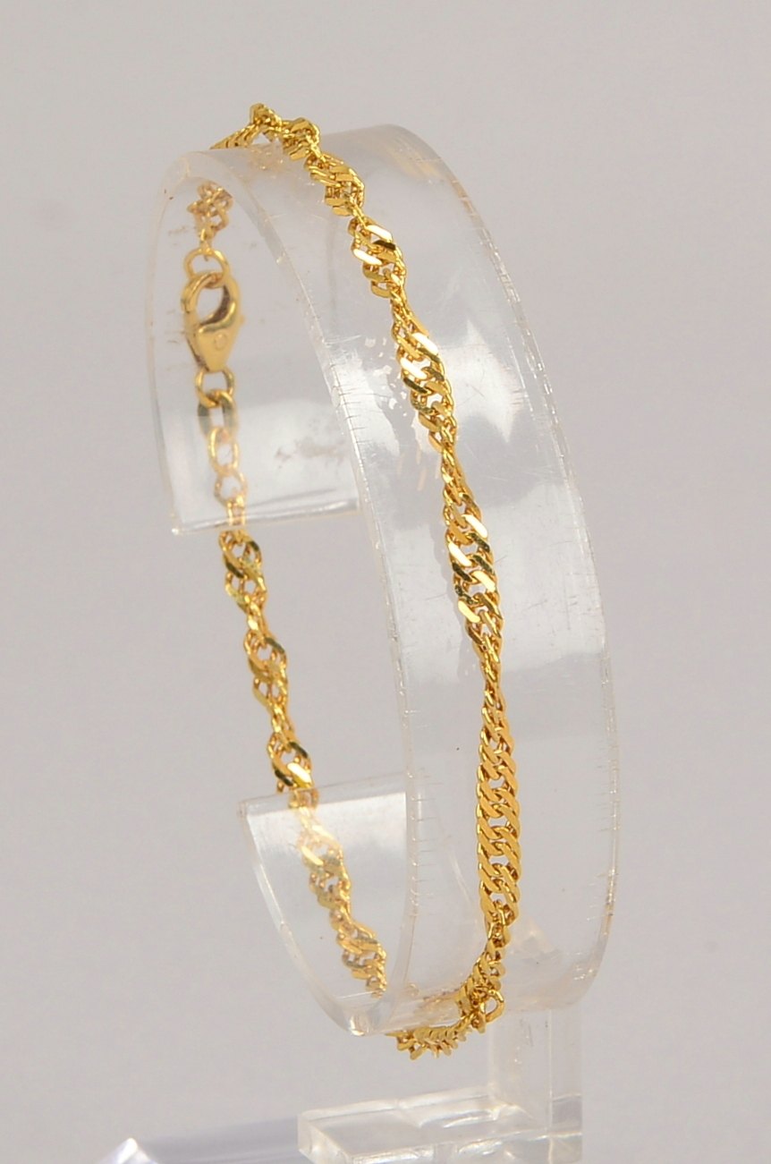 Armband, 585 GG (gest.), Panzerglieder/gedreht, mit Karabinerschließe; Gew. 2,80 g