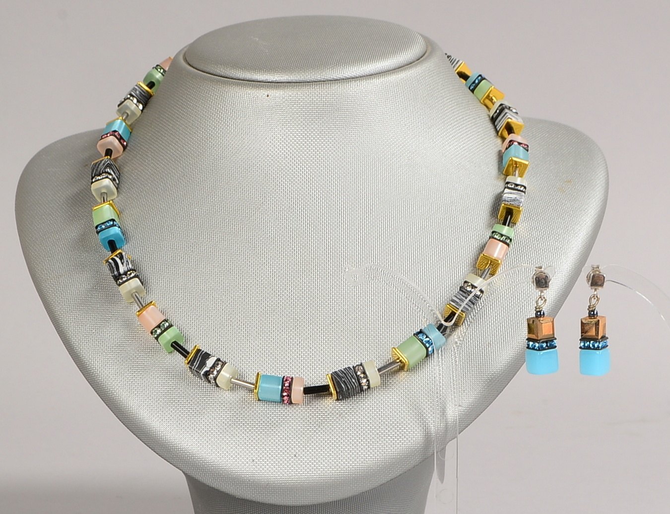 Coeur de Lion, Collier und Ohrstecker, Edelstahl, Edelstein-/Kristallbesatz, 2-tlg.