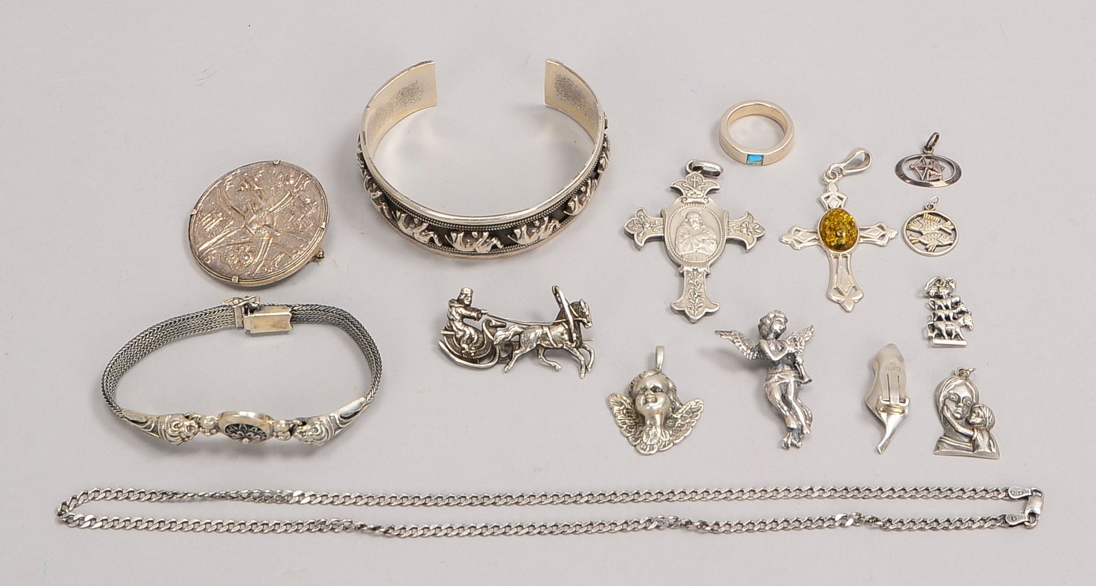 Kleines Silberschmuck-Konvolut, div. Teile und Ausführungen; Gew. 140 g