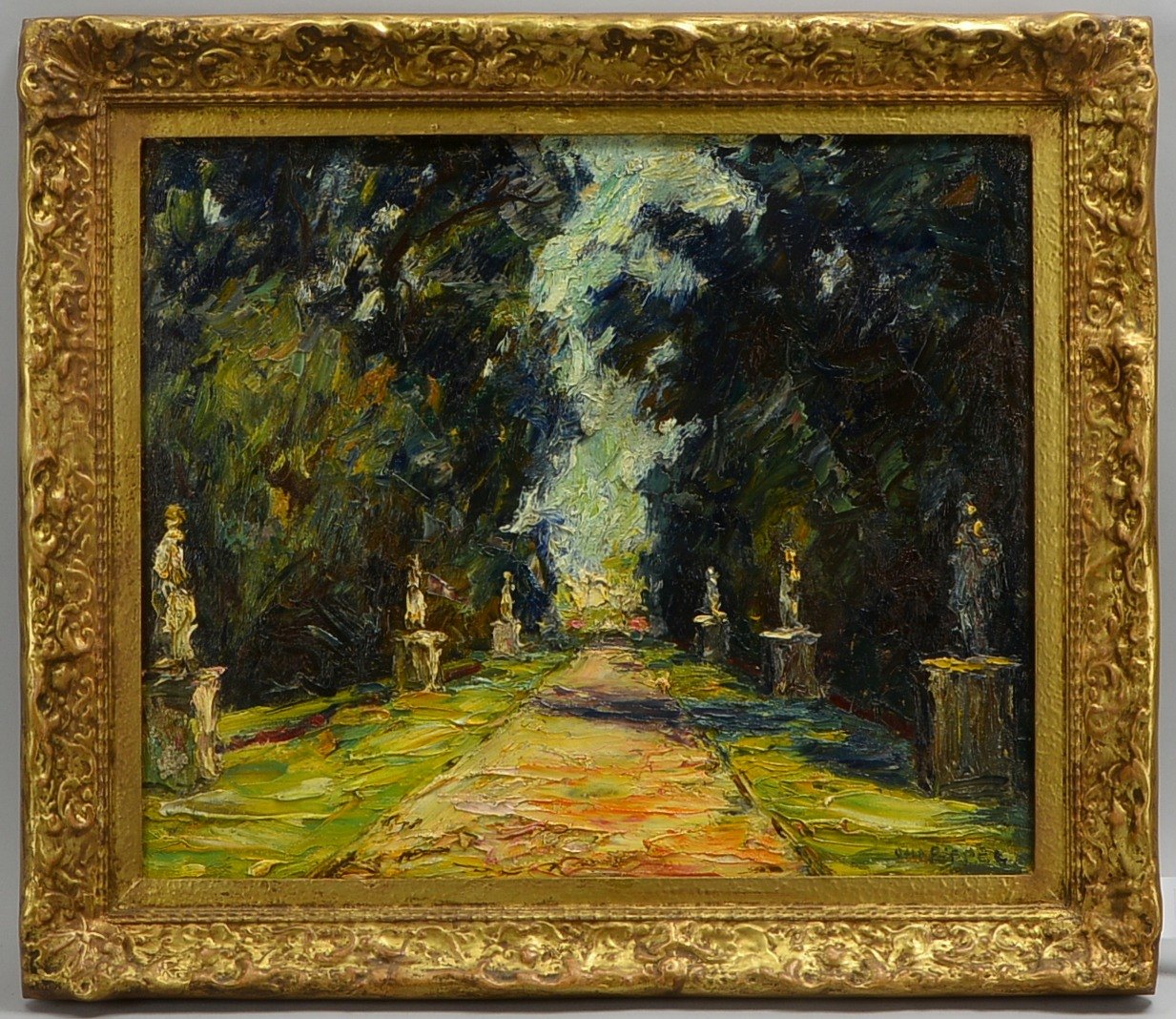 Pippel, Otto, 'Im Garten Querine' - OT, Öl/Lw, mehrf. sign./bet.; Rahmenmaße 65,5 x 77 cm