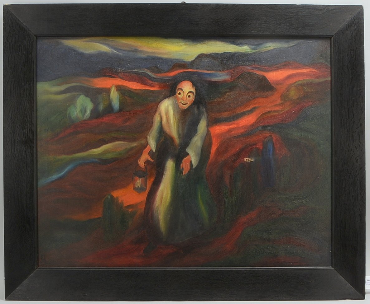 Arnold, Christian (1889 Fürth - 1960 Bremen), 'Die Moorhexe', Öl/Lw, monogr.