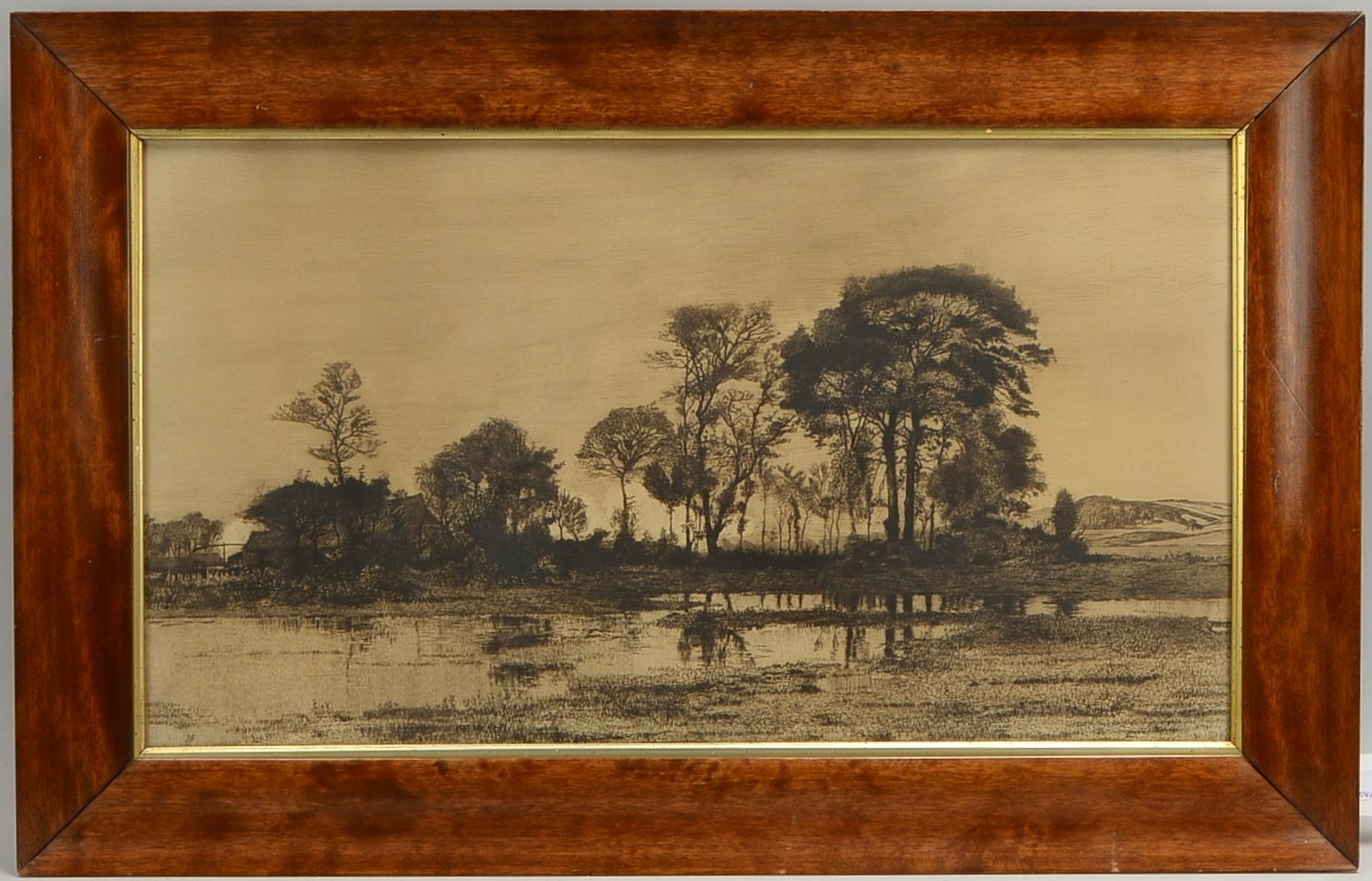 am Ende, Hans, 'Immenhof', Radierung, unsign., hinter Glas; Rahmenmaße 58,5 x 91,5 cm