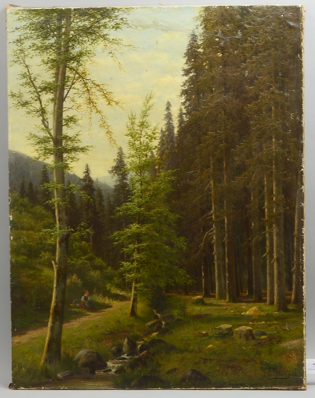 van Poorten, Jacobus Joh., 'Waldlandschaft mit Bachlauf', Öl/Lw, sign., unger.