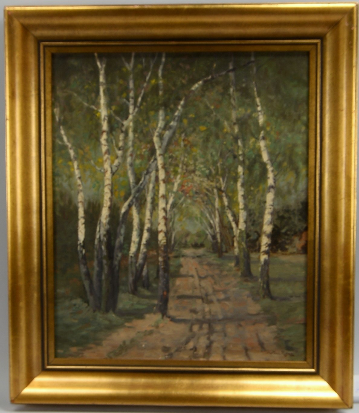 Krug, Willi, 'Birkenallee', Öl/Lw, unten rechts sign.; Rahmenmaße 76,5 x 66,5 cm