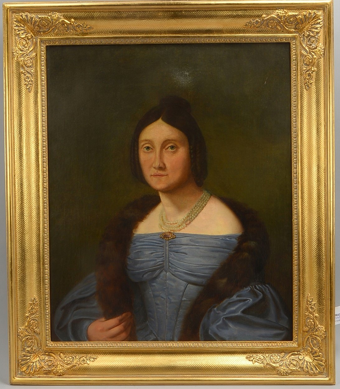Biedermeier-Portrait, 'Dame mit Perlencollier - Doris Bode', Öl/Lw, unsign.