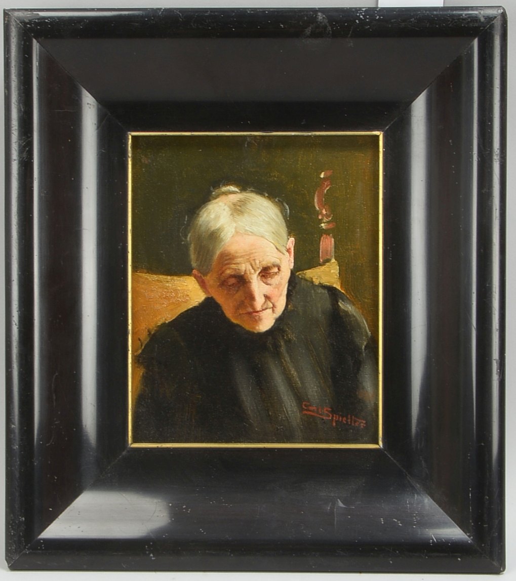 Spielter, Carl Johann, 'Portrait einer alten Dame', Öl auf Lw/auf Karton aufgezogen, sign.