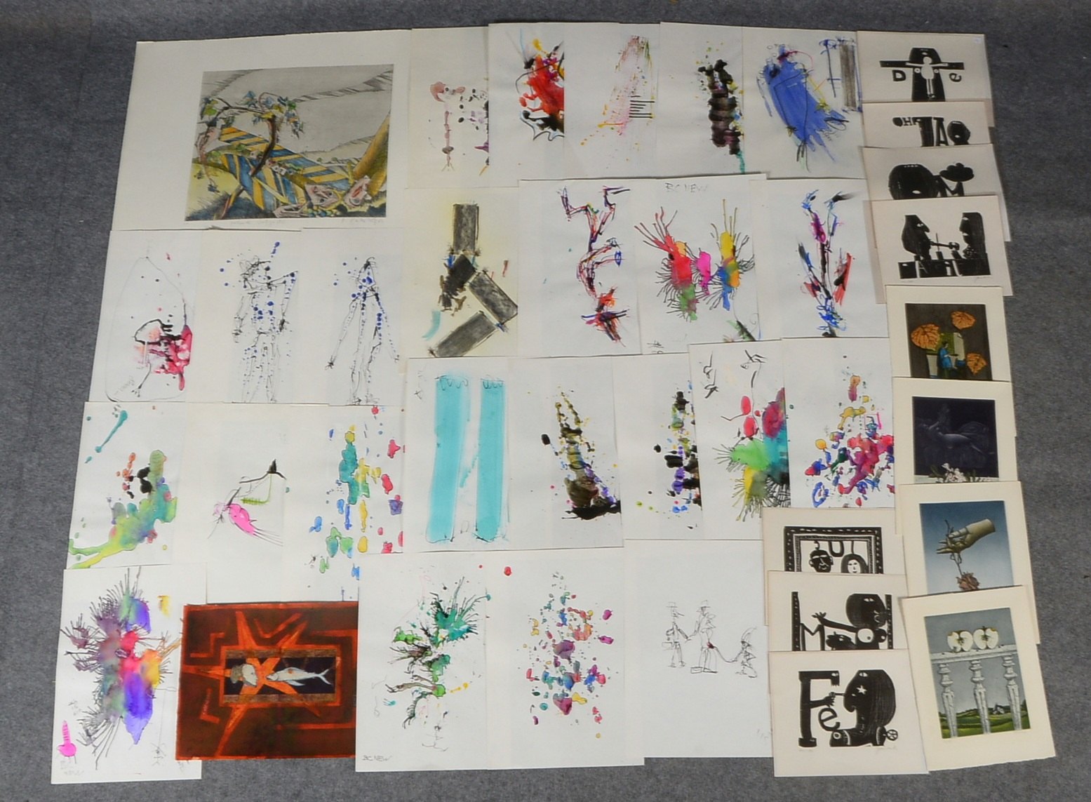 Grafikkonvolut, versch. Künstler/Techniken, 39 Blätter - davon 24x Erich Schobesberger, u.a.