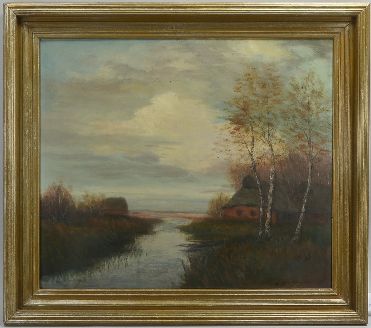 Szerbakow, Feodor, 'Bauernkate im Moor', Öl/Hf, sign.; Rahmenmaße 72 x 82 cm
