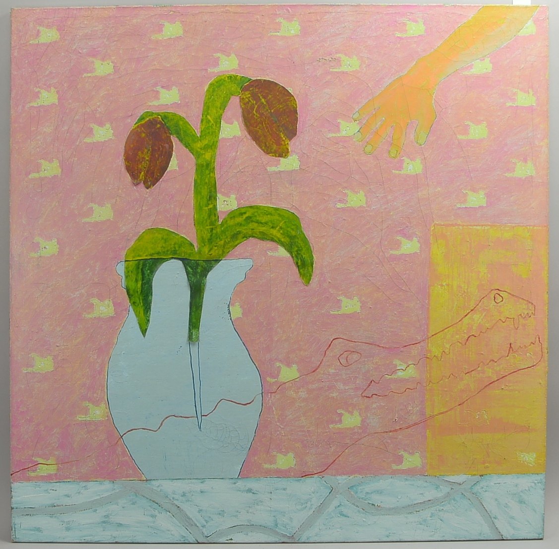 Gehlhaar, Andreas (*1960 Gelsenkirchen), 'Wunderblume', Filzstift und Öl/Lw, auf Papier