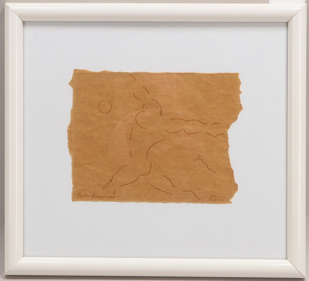 Owusu-Ankomah, Kwesi, 'Skizze', Tusche auf Papier, sign./dat. '2000', hinter Glas
