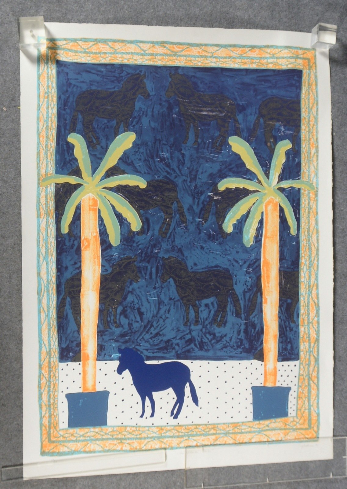 Gehlhaar, Andreas (*1960 Gelsenkirchen), 'Die blauen Reiter', Lithografie