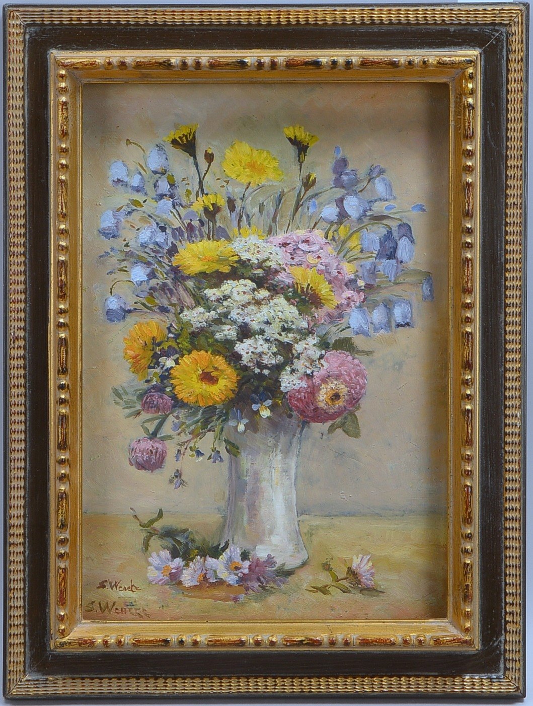 Wencke, Sophie, 'Blumenstillleben', Öl auf Hartfaser, sign.; Rahmenmaße 50,5 x 38 cm