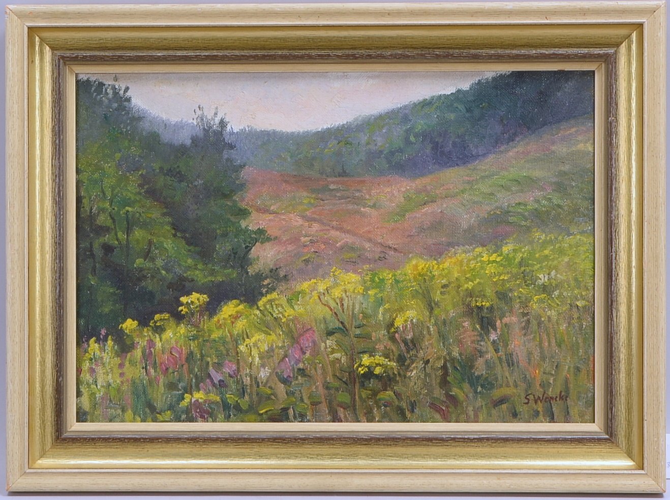 Wencke, S., 'Wildblumen in Hügellandschaft', Öl/Lw, sign.; Rahmenmaße 42 x 57 cm