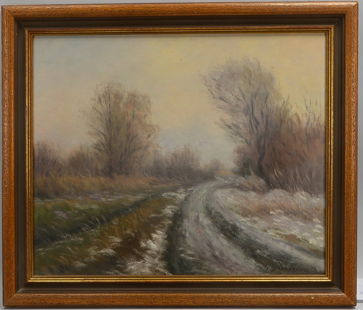 Szerbakow, Feodor, 'Letzter Schnee', Öl/Hf, sign.; Rahmenmaße 60 x 71 cm