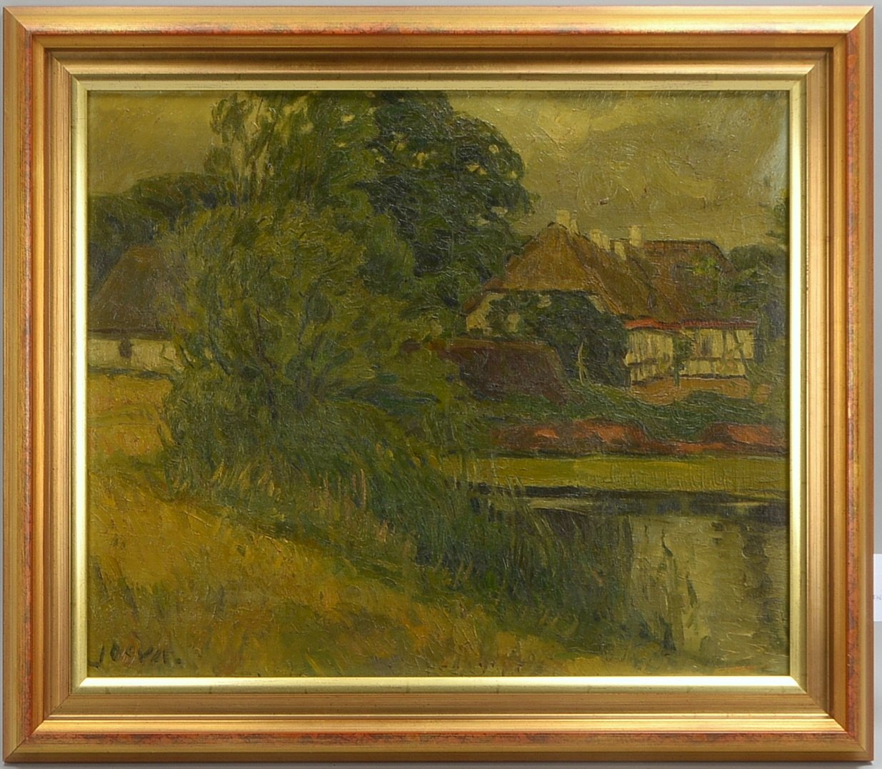 Josua, (-?), 'Katen am Teich', Öl/Lw, unten links signiert; Rahmenmaße 60 x 70 cm