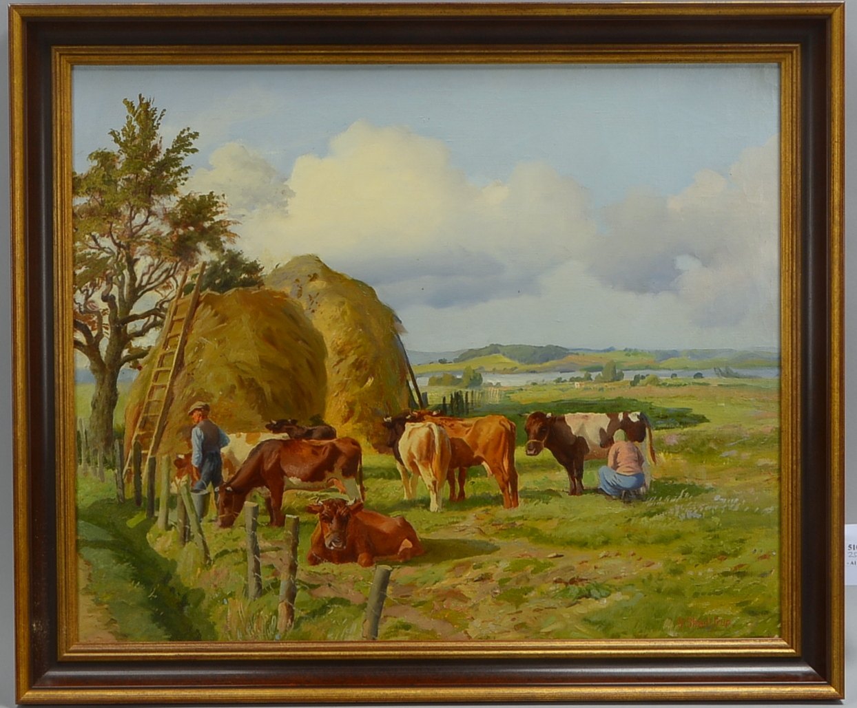 Skodstrup, Georg, 'Bäuerliches Idyll...', Öl/Lw, unten rechts sign.; Rahmenmaße 61 x 72 cm