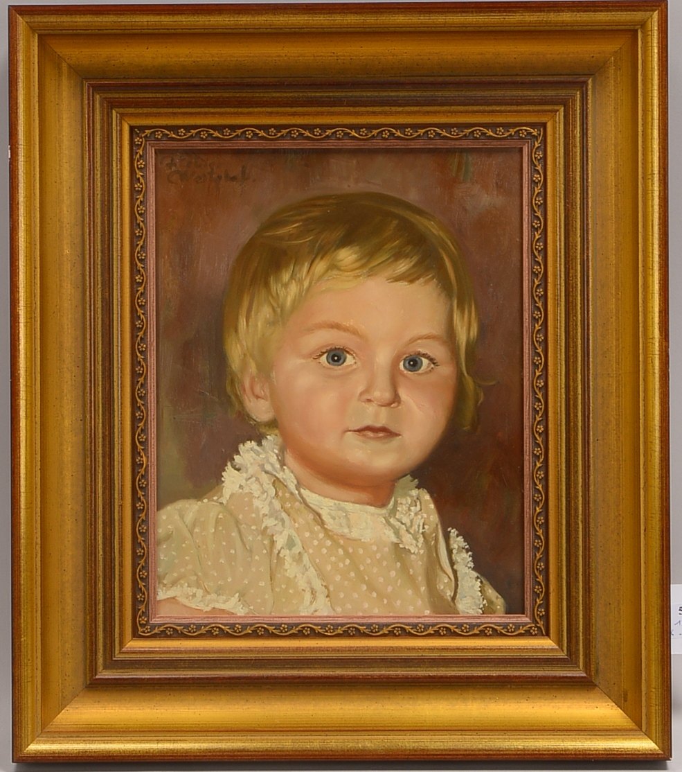 Gemälde, 'Kinderportrait', Öl auf Hartfaser/gerahmt, oben links bez. 'Atelier Westphal'