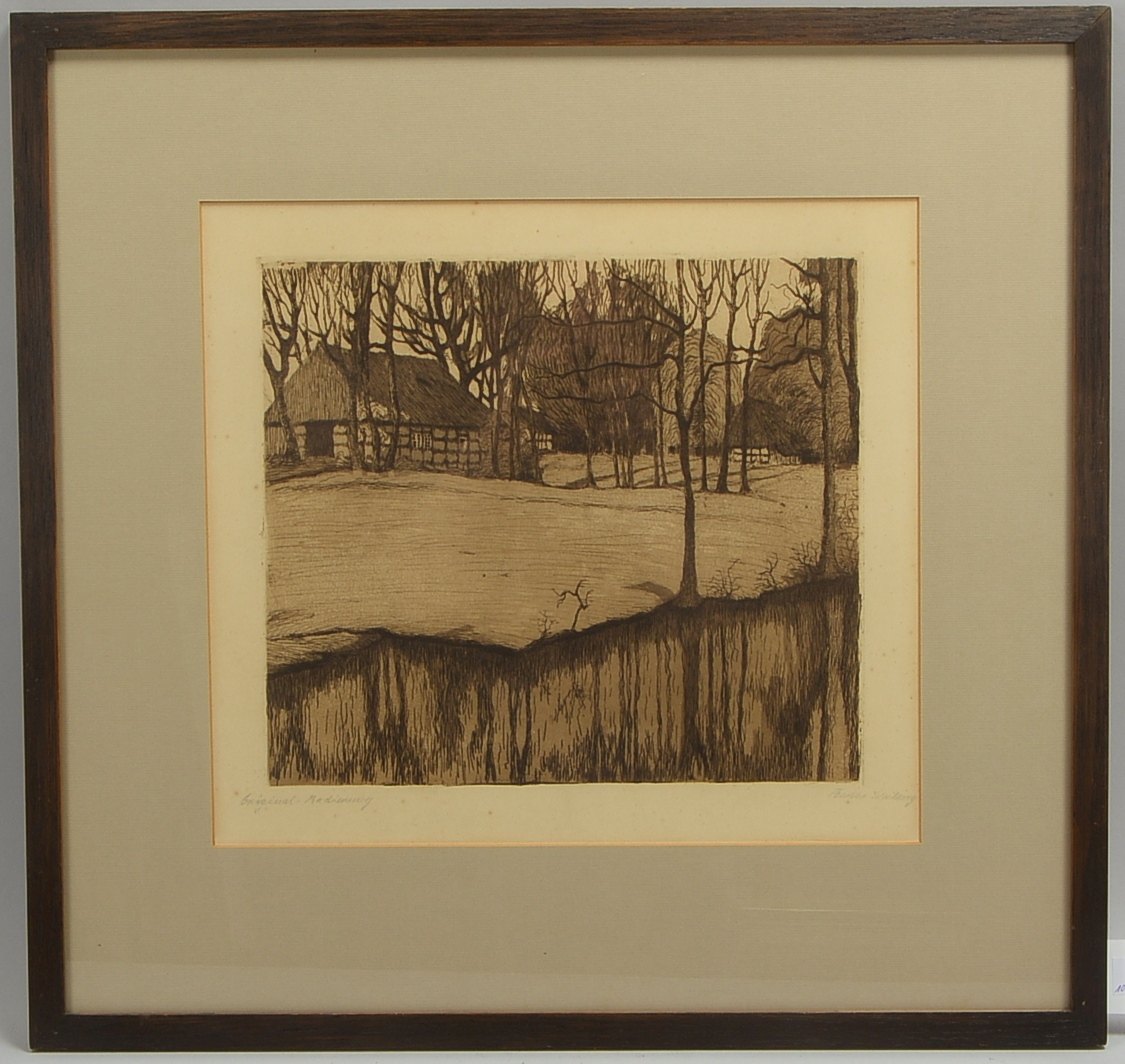 Schilling, B., 'Bauerngehöft...', Rad., sign., hinter Glas; Rahmenmaße 58 x 61 cm