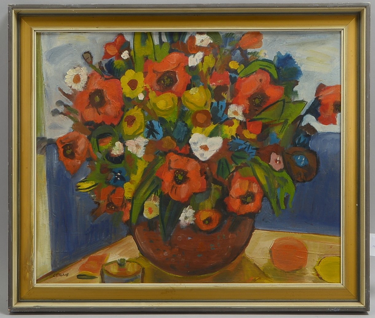 Uphoff, Carl Emil, 'Sommerblumen in Vase', Öl/Mk, sign.; Rahmenmaße 69 x 58 cm