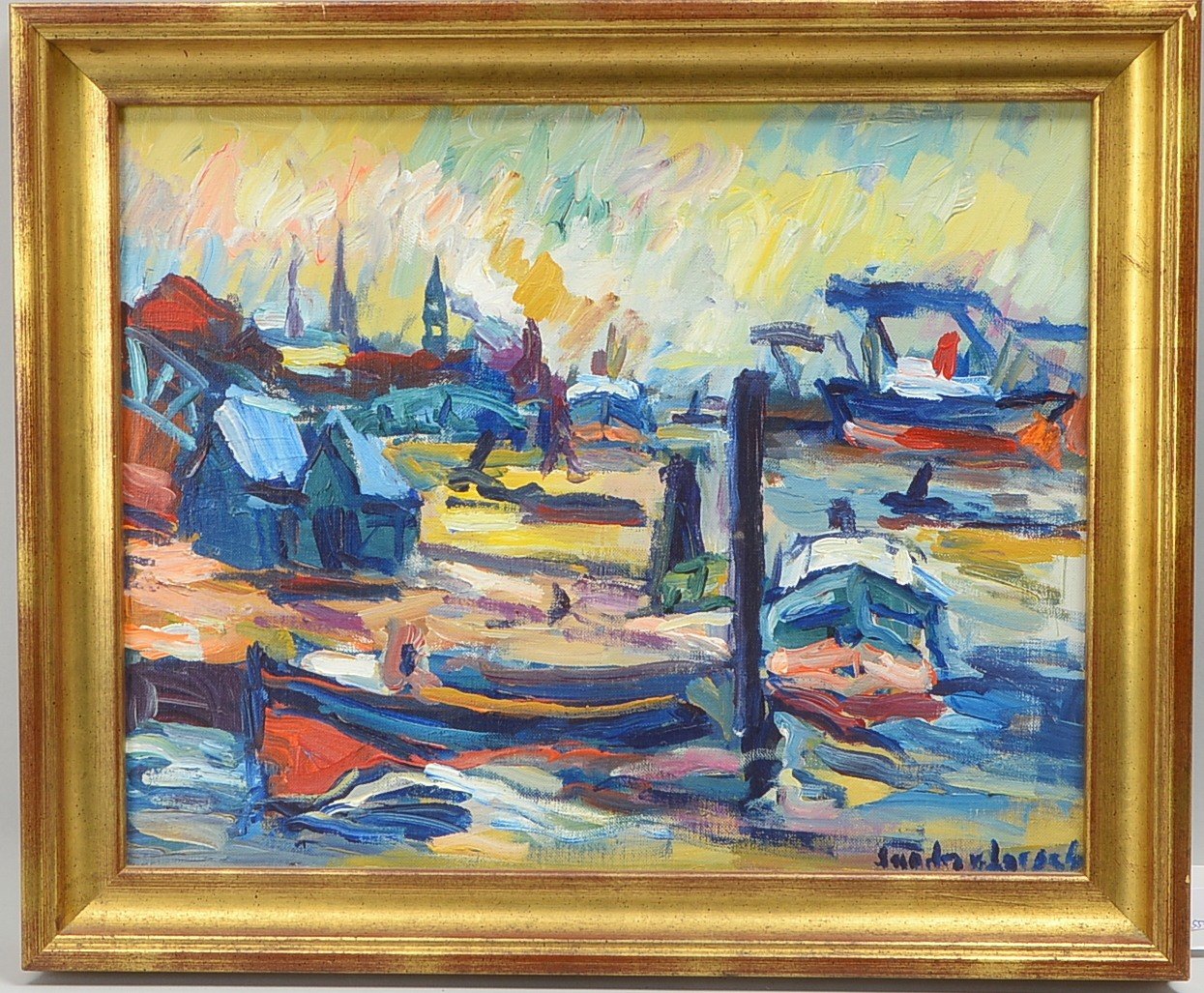 von Lorsch, Sandro, 'Hamburger Hafen', Öl/Lw, sign.; Rahmenmaße 49 x 59 cm